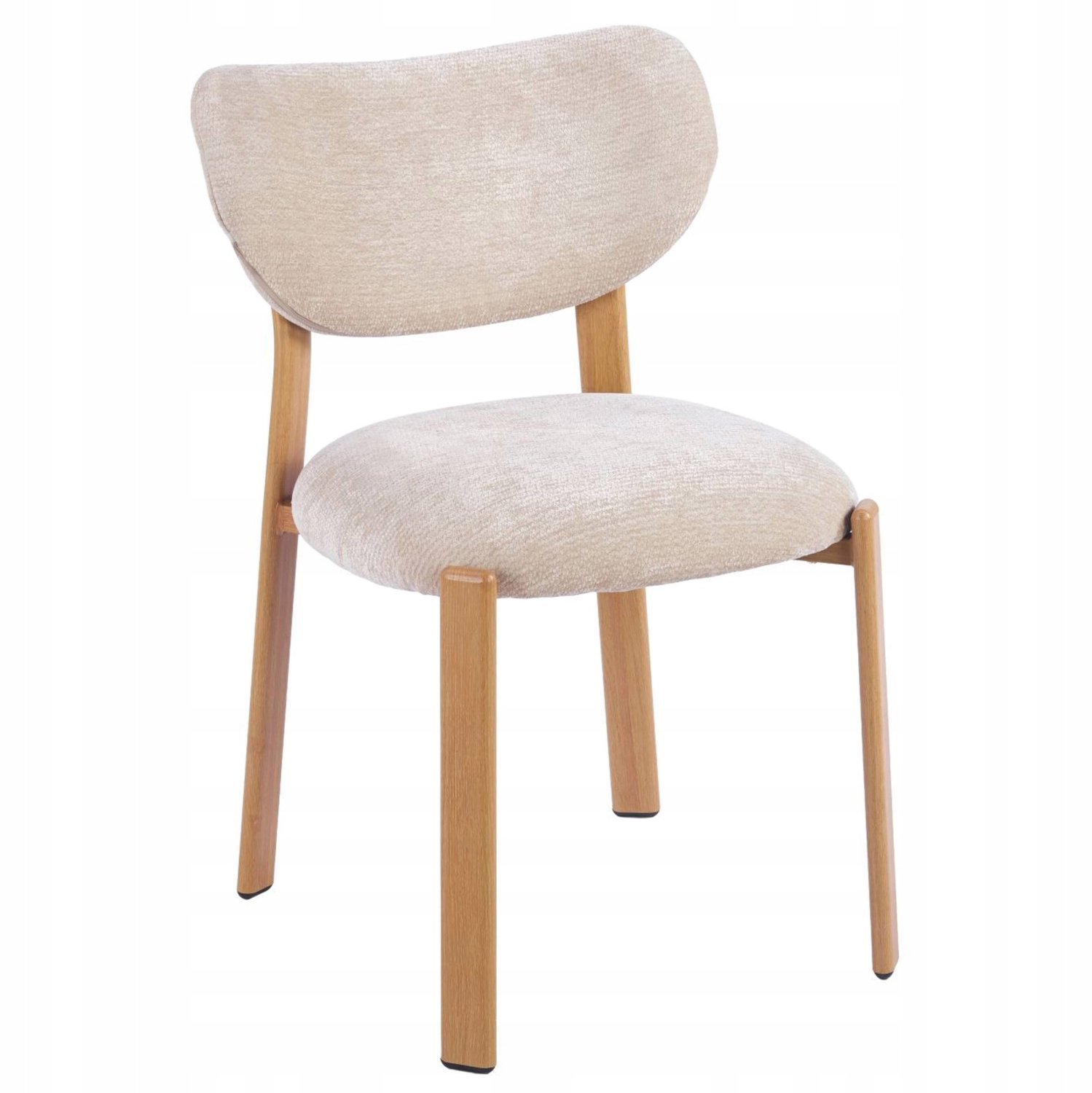 Furnitex VIBE - Scandinavische Eetkamerstoel - Beige Stoffen Bekleding - Eikenkleurige Metalen Poten