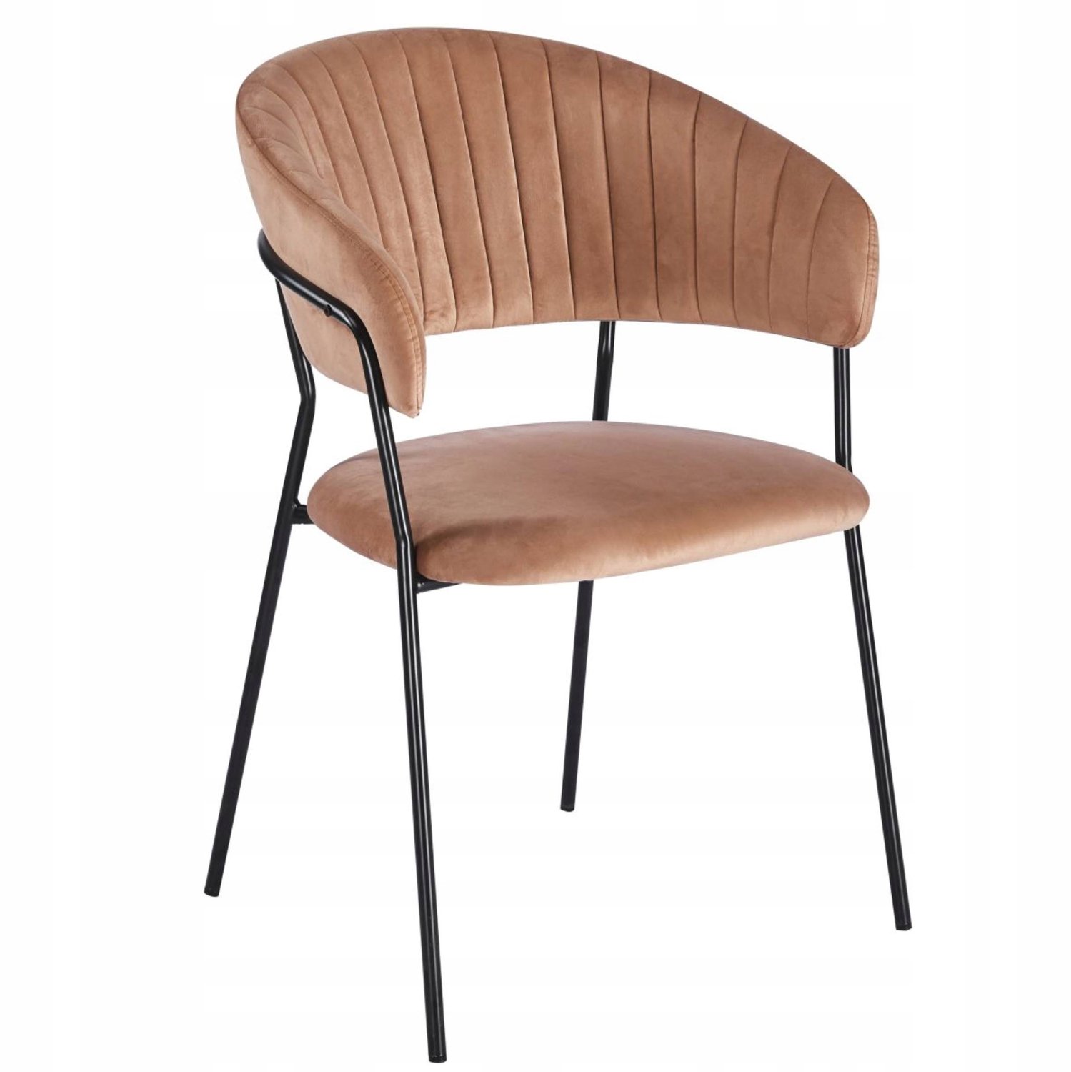 Furnitex Riviera - Eetkamerstoel - Cappuccino fluwelen bekleding - Zwarte metalen poten
