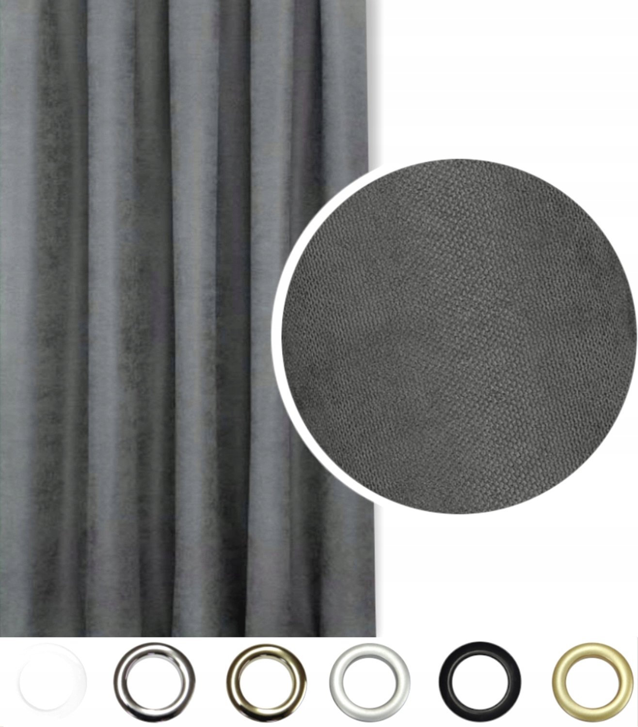 PRESTIQUA EFE Gordijn Antraciet 150x285 - Verduisterend, Velours