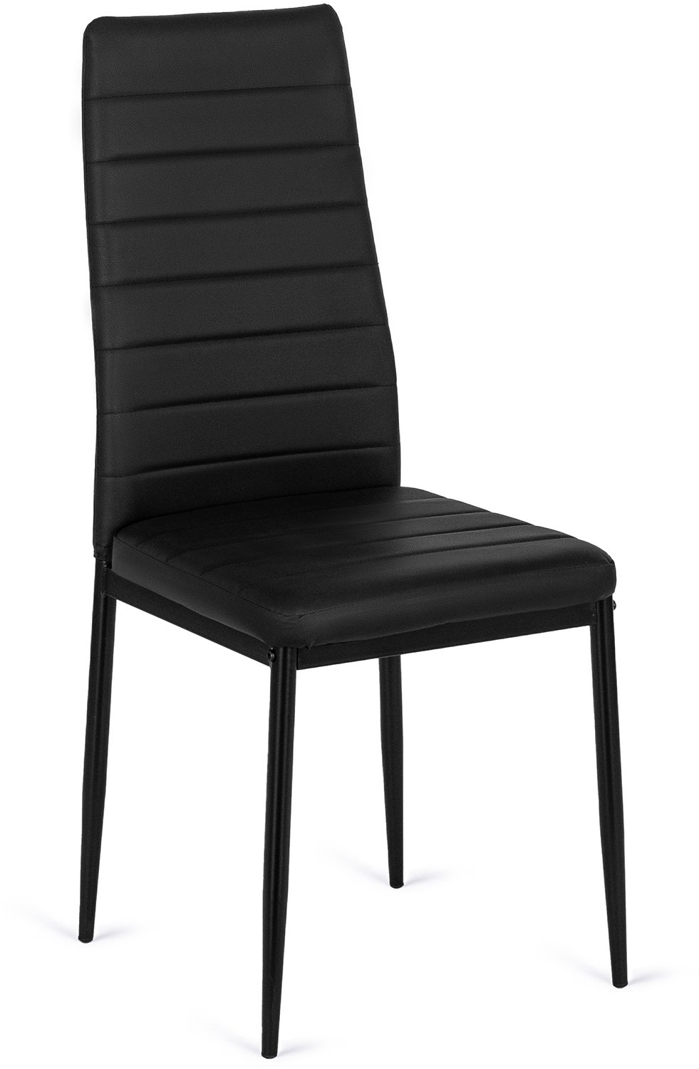 Mebel Elite Naris - Eetkamerstoel - Zwart - Kunstleren Bekleding - Stalen Poten