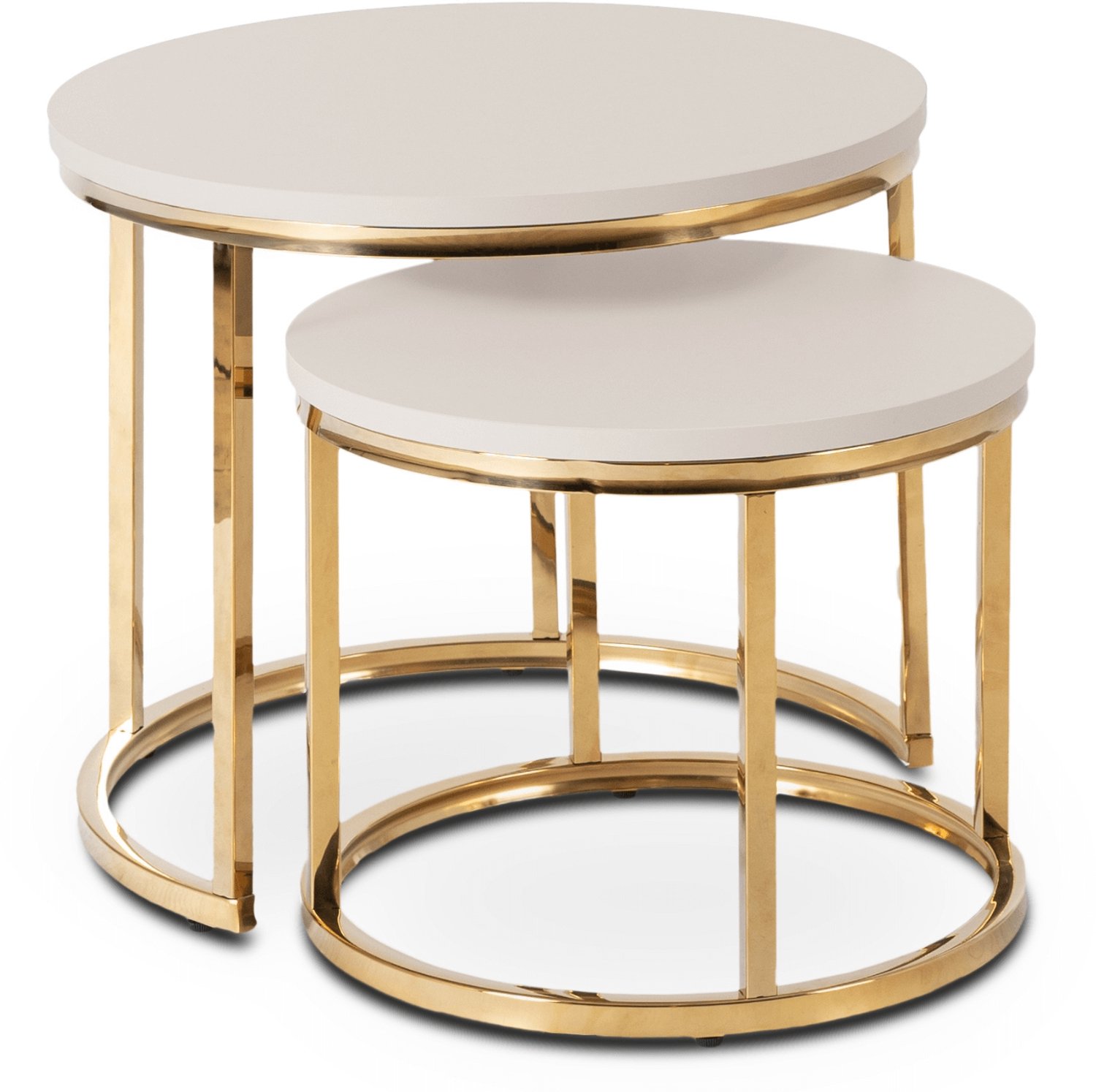 Mebel Elite Apulia - Salontafelset - Rond - Kasjmierkleurig - Goudkleurig Kasjmier;Goud