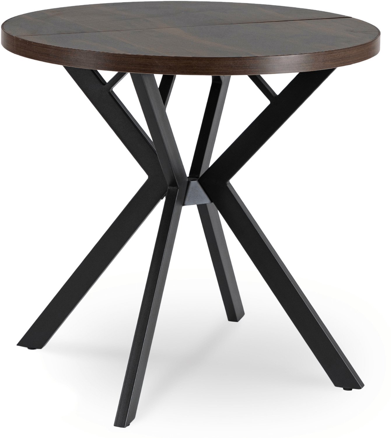 Mebel Elite Dorian - Ronde uitschuifbare eettafel - Walnootkleurig/zwart - 80–160 cm Walnootkleurig;Zwart