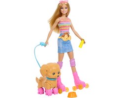 Barbie Pets Skaten en Rennen Pup - Blonde Pop met Puppy en Skates en Accessoires