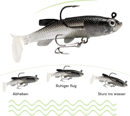 12 stuks - Kunstaas - Visaas - Softbait - Rubberen vis - Shads - Crankbaits - Blinkers spinner set - Jerkbaits - met drie haken - T-staart - Vis spullen -Pluggen - Roofvis accessoires - vissen op snoek en baars - 8 cm — afbeelding 4