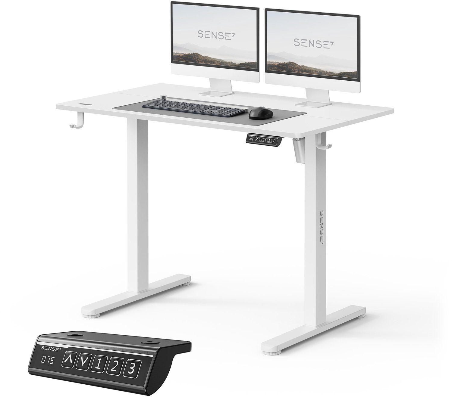 SENSE7 NOJO LIGHT - Elektrisch Verstelbaar Bureau - 100x60 cm - Geheugenfunctie - Zit Sta Bureau - Computertafel - Wit