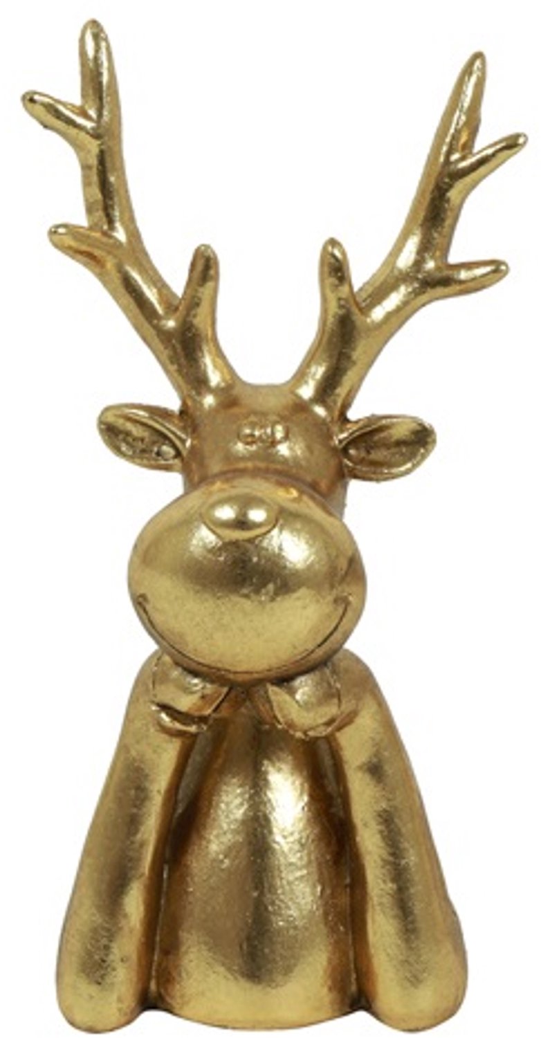 Countryfield ornament kunststof rendier kop edmond 8.5x9x19.5cm goud