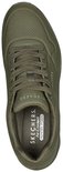 Vue de dessus de la basket Skechers Uno olive avec semelle intérieure Air-Cooled Memory Foam.