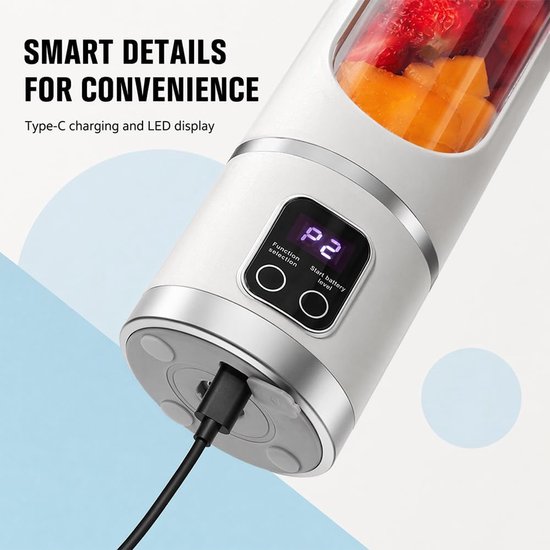 Mini draagbare mixbeker 450 ml - elektrische USB-sapcentrifuge - 12 roestvrijstalen messen - Vemera — afbeelding 4