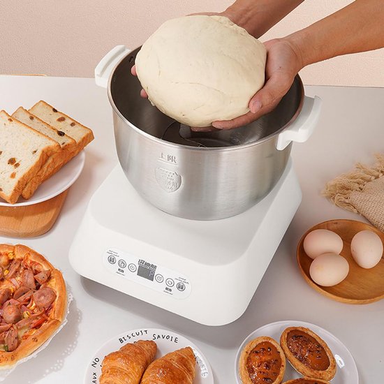 Elektrische Deegmixer - 7 Liter Capaciteit - 200 Watt Vermogen - Roestvrij Staal - Staande Mixer Voor Thuis Bakken — afbeelding 2