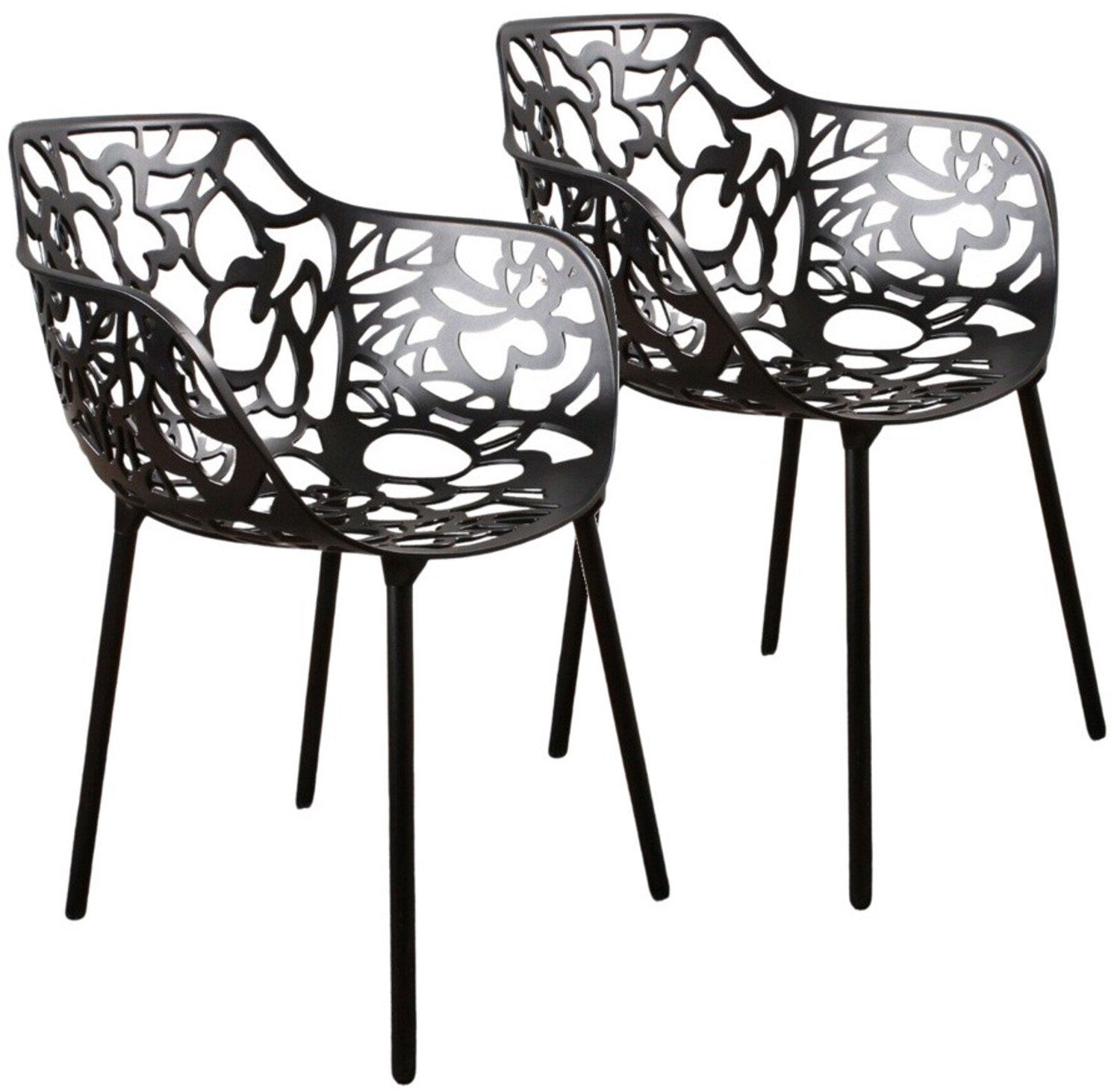 DS4U - - Cast eetkamerstoel - Set van 2 - Zwart - Aluminium - Met armleuning