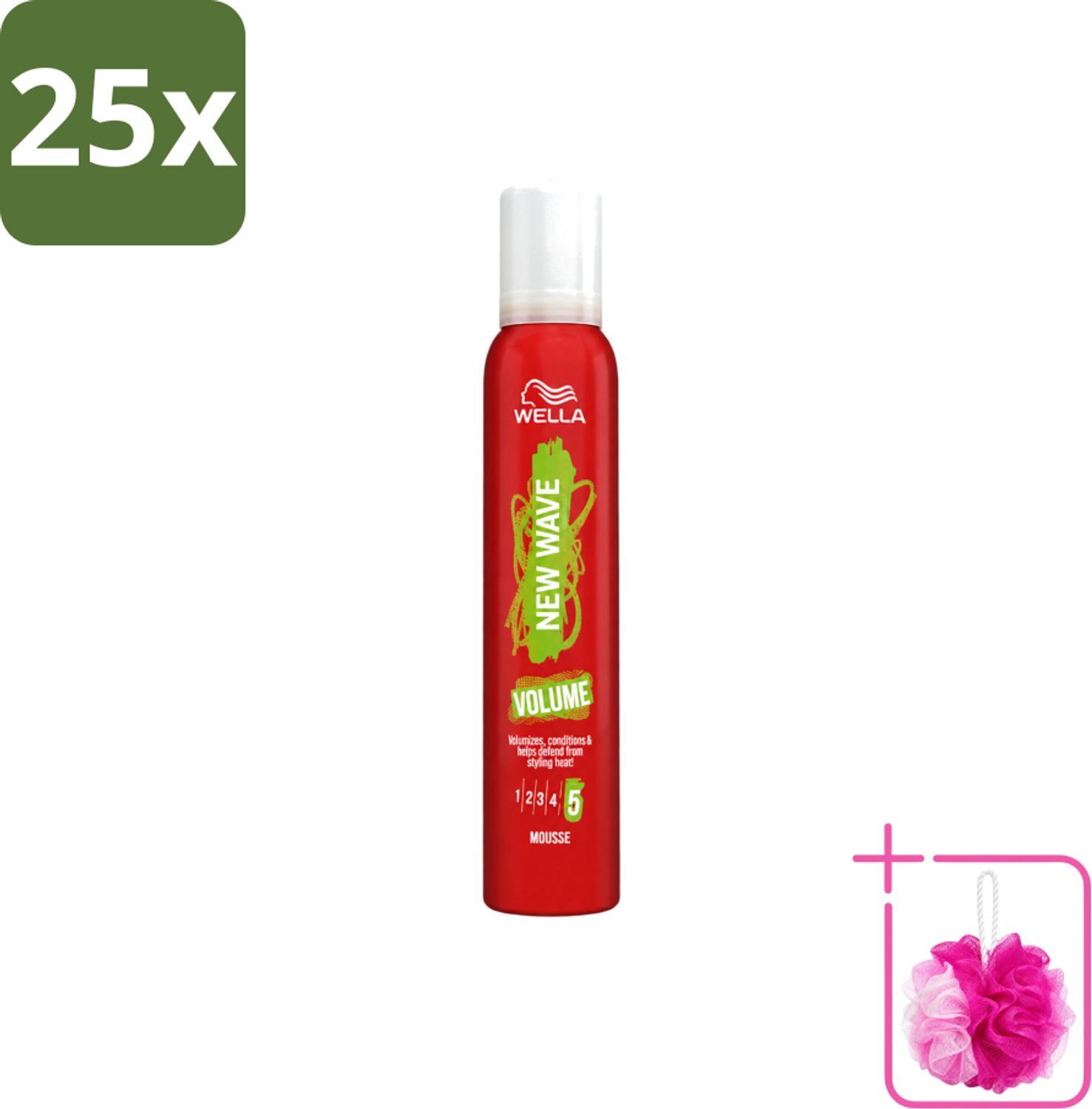 25 x Wella – New Wave Boost – Volumemousse – 200 ml - Bulkverpakking - Haarmousse - Douchemop - Volume