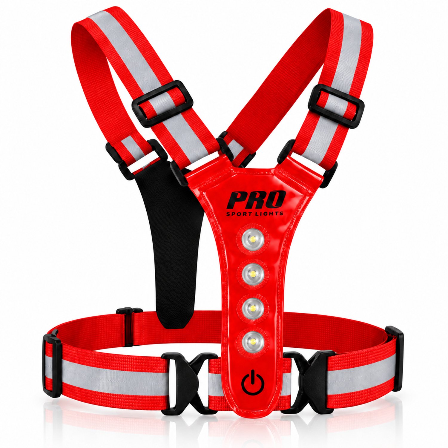 Reflecterend Hardloopvest Met Verlichting Reflectoren LED Veiligheidsvest USB-C Oplaadbaar Fietsen One Size Rood