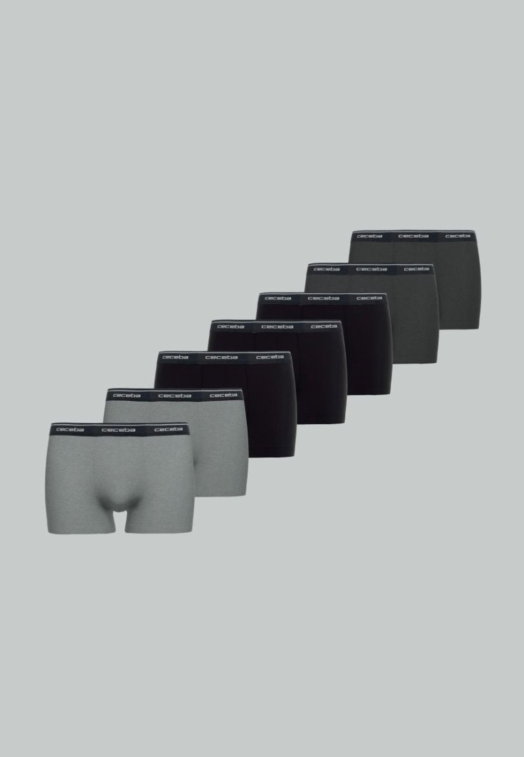 CECEBA Monza Heren Boxer - 7-pack Multipack - Grijs/Zwart