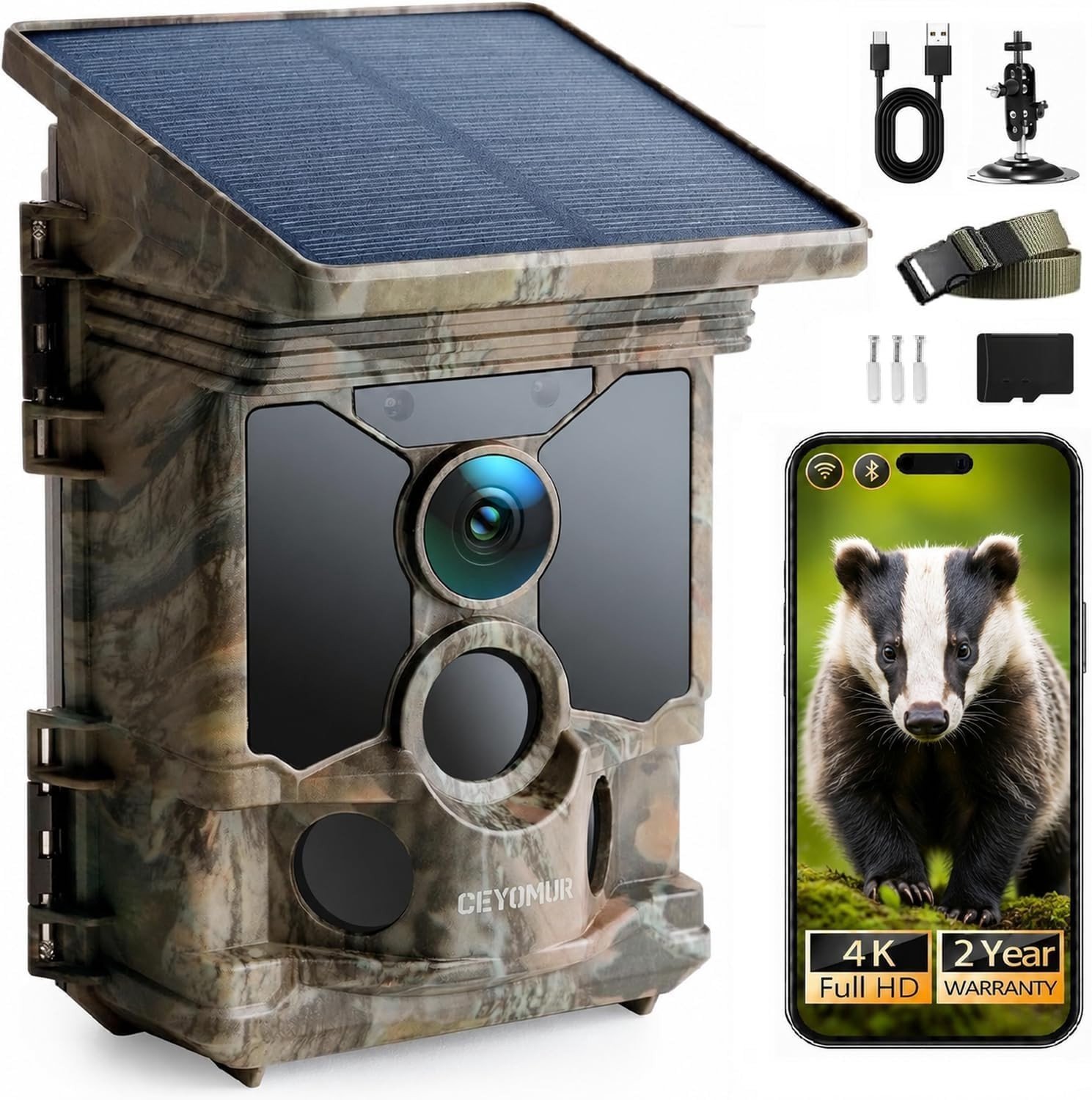 Wildlife Camera - Zwart - 40 MP - Zonne-energie met Nachtzicht - Voor Dierenobservatie