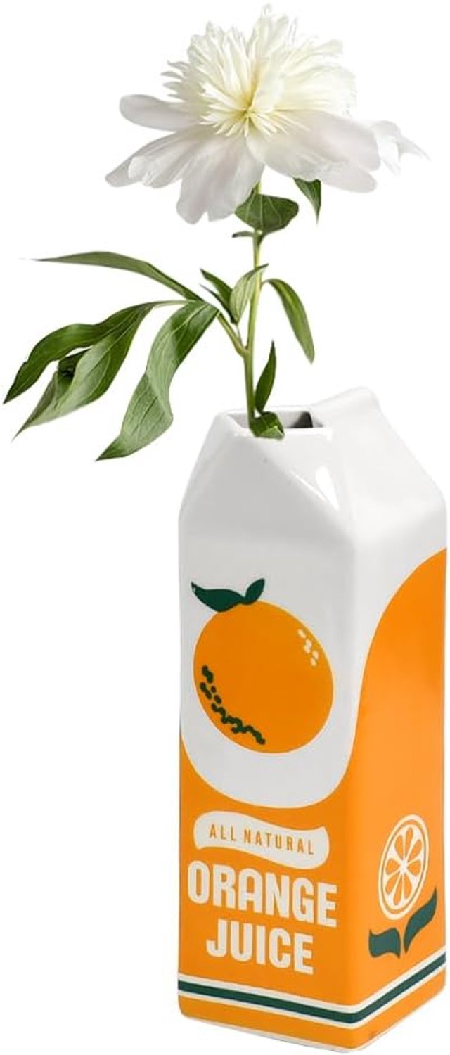 Bloemenvase vintage oranje sapfles 22 cm - keramisch - uniek ontwerp - perfect voor gedroogde bloemen - ShopVlot