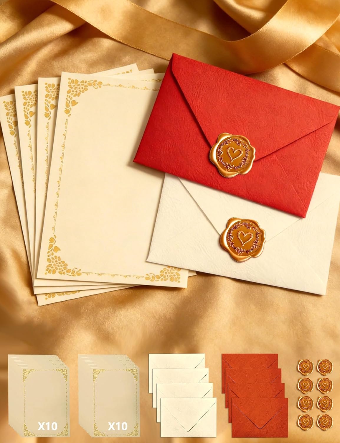 36-delige schrijfwaren set - 20 A5 briefpapier - vintage enveloppen en waxzegels - perfect voor liefdesbrieven - ServiceTopper