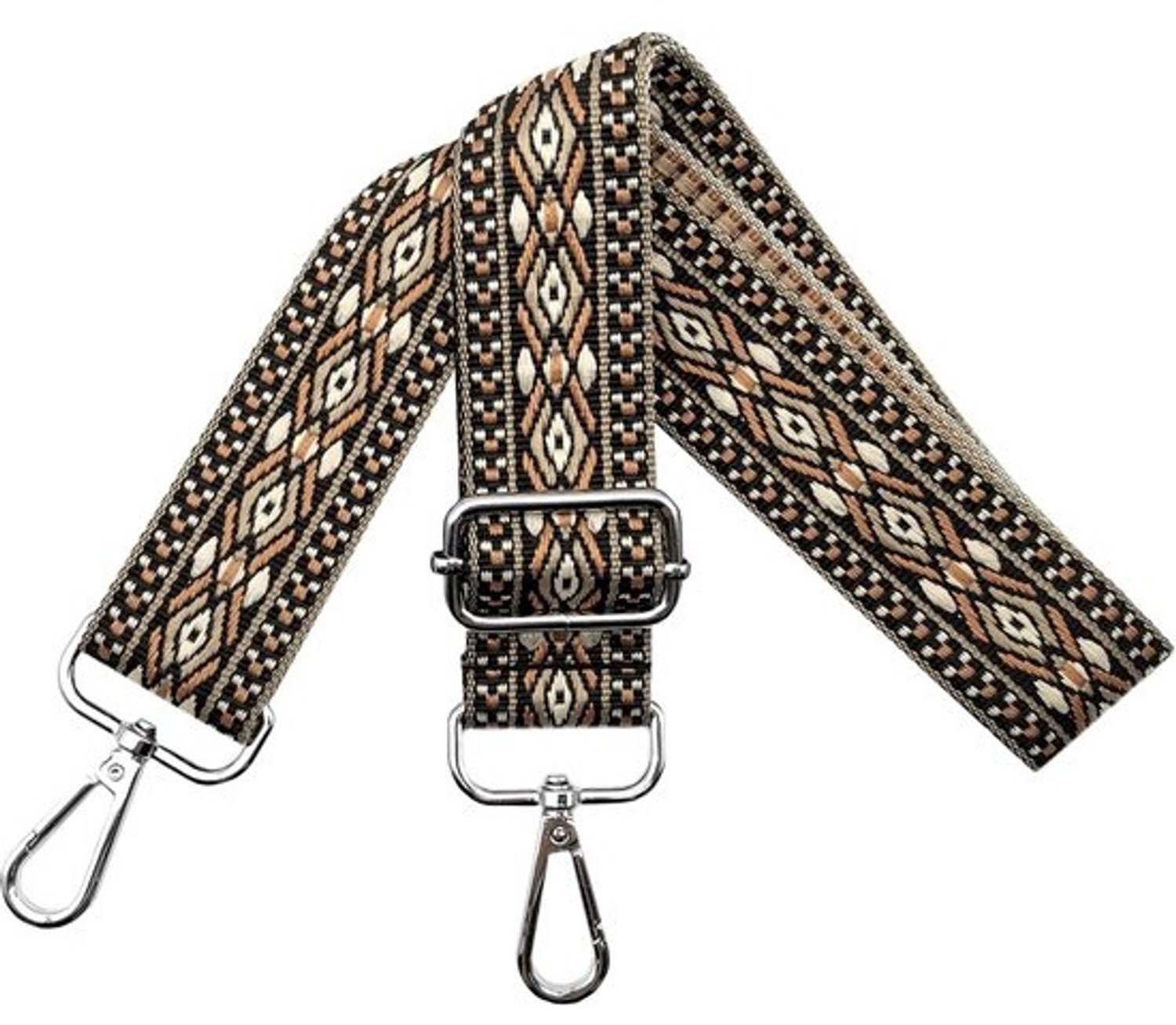 Verstelbare schouderband - Tasriem - Te personaliseren tas - Met zilverkleurige sluiting - 3.8 cm breed - Kleurrijk