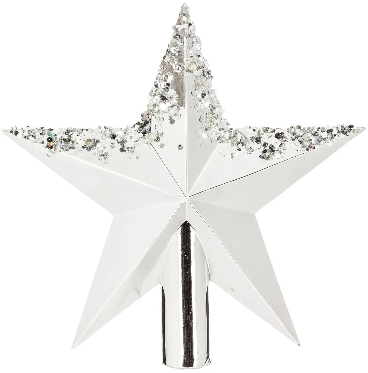Atmosphera - Ster voor de top van de kerstboom met kralen, zilver, 22 cm