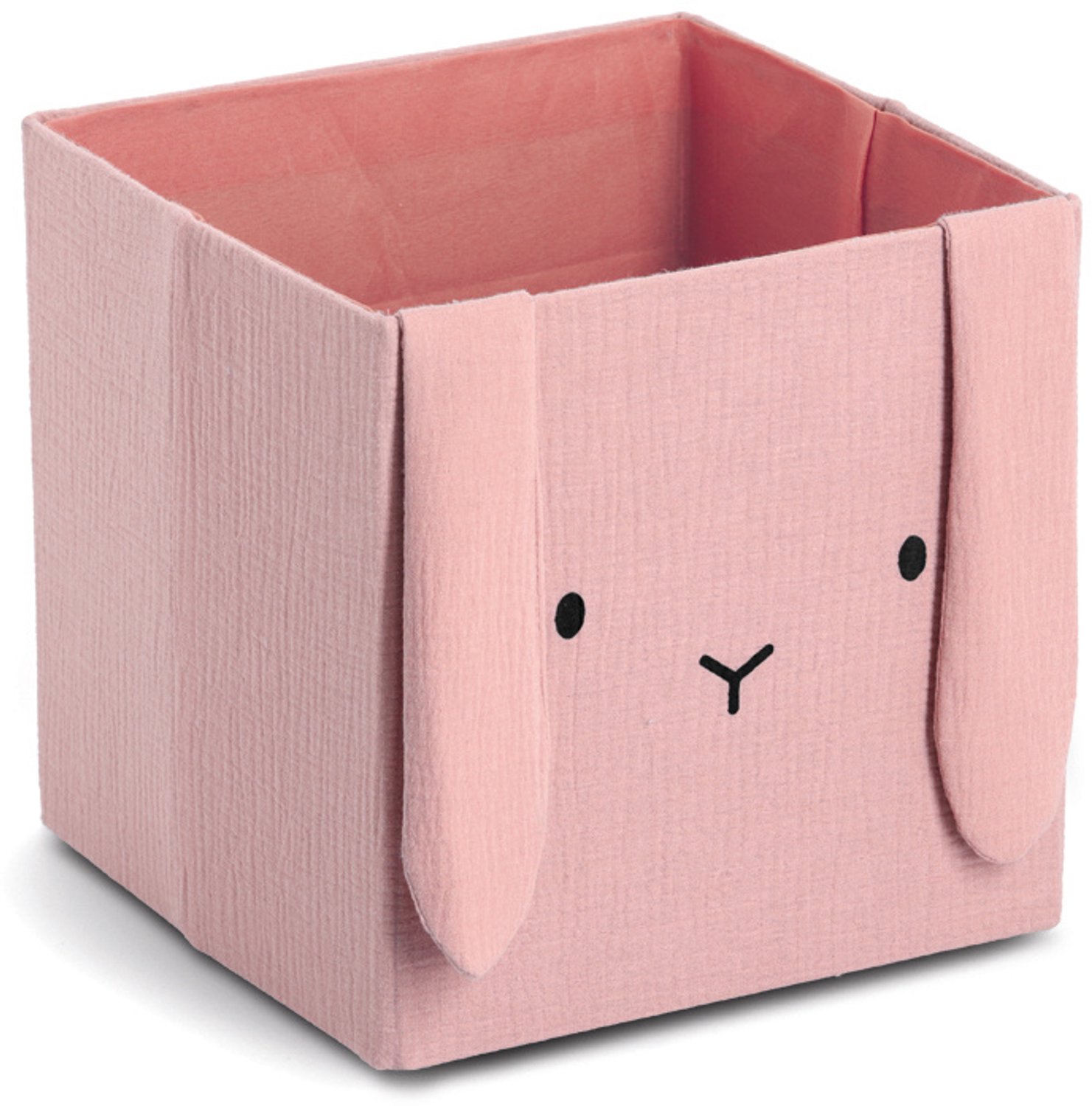 ZELLER - Muslin speelgoedcontainer COZY KIDS met oren, 28 x 28 x 28 cm - roze