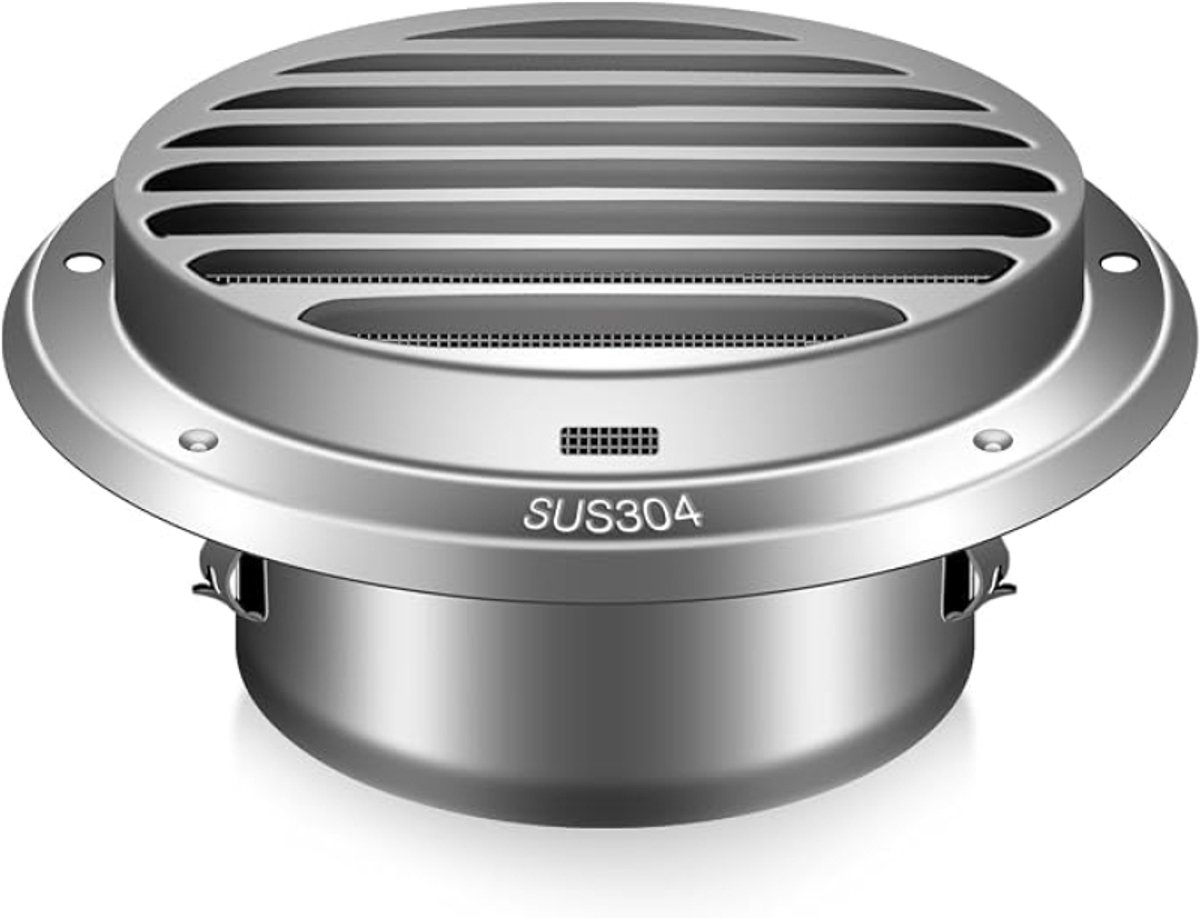 RVS Ventilatierooster 120 mm Rond - Inclusief Insectenrooster en Flens