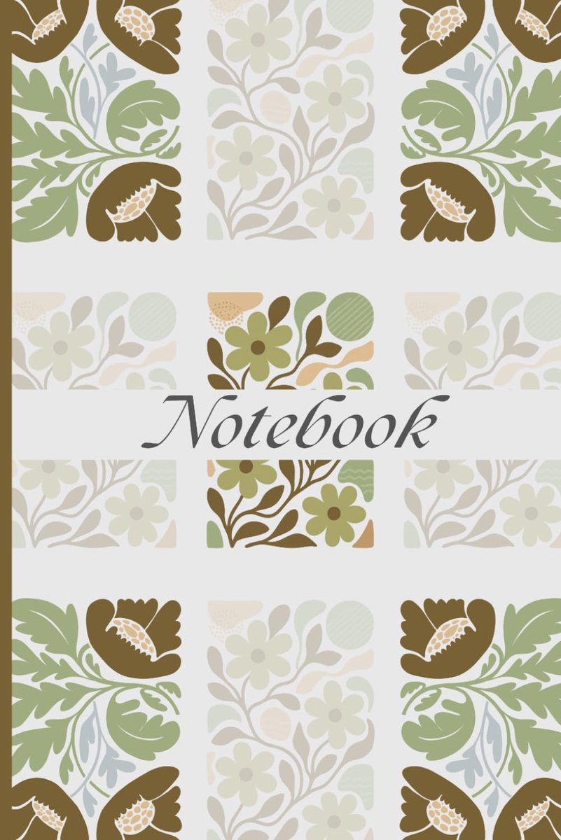 Beige Green Aesthetic Floral Notebook: 120 Pages Minimalist Abstract Botanical Journal for Writing, Notes, Planning - ShopVlot