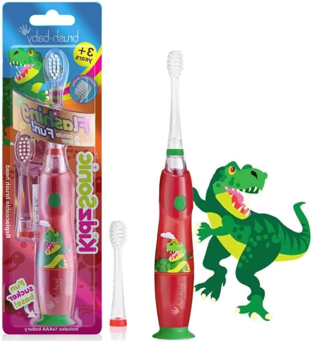 Elektrische kindertandenborstel - Peuter tandenborstel - Leuk tandenpoetsen - Met discolichten - Vanaf 3 jaar - Dinosaurus