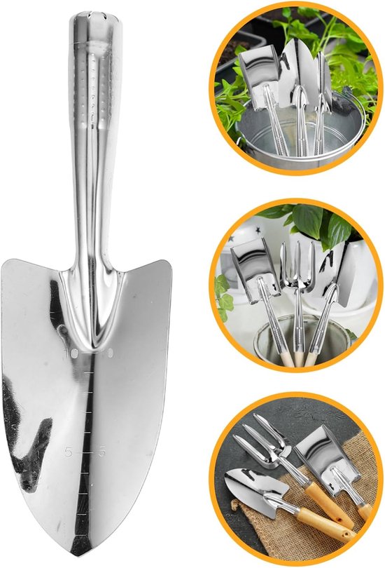 Tuin vier stuks set, 4 stuks set van stalen tuinbouw gereedschap set, met inbegrip van rake, schop, graafschap en grasmaaier. Gereedschappen — afbeelding 4