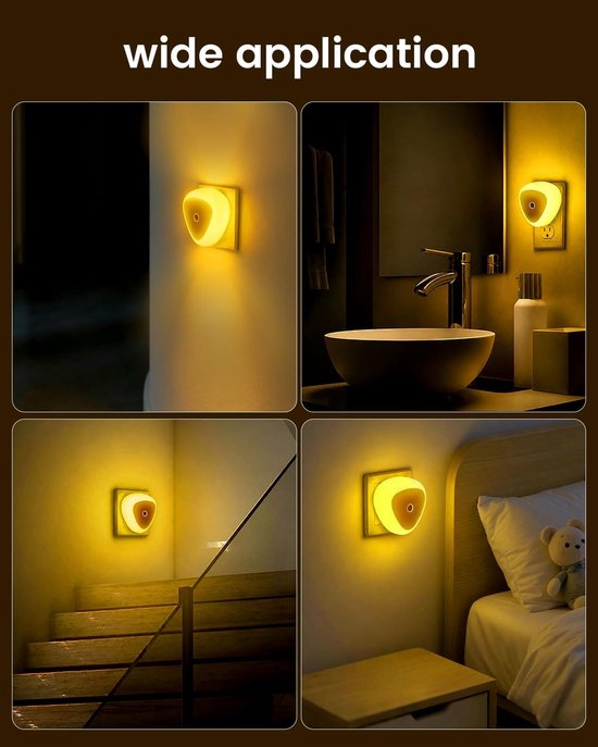 Led Nachtlampje Stopcontact - Nachtlampje met dag/nacht sensor - Boor Baby Kinderen en Volwassenen - Warm licht - 2 Stuks van PZCC — afbeelding 4