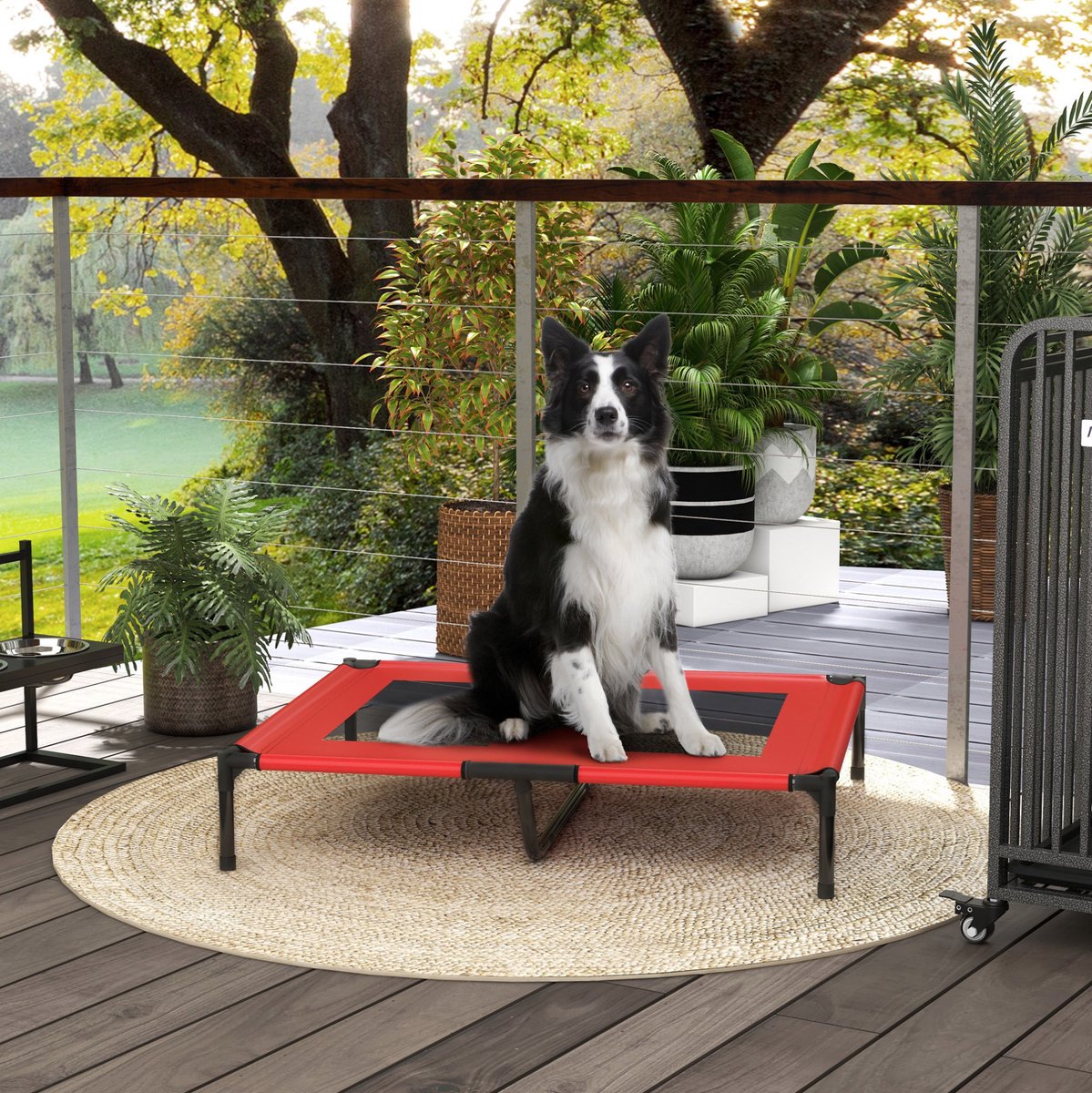 MODFU - Stretcher Voor Dieren - Opgehoogd - Ademend - Rood - 92 X 76 X 18 Cm