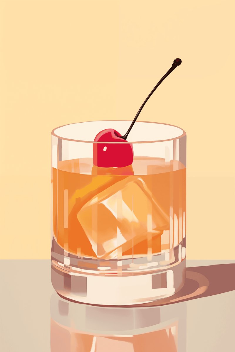 Whiskey Sour Poster - Cocktail - Cocktail met Kers - Moderne Kunst - Kamer Decoratie - Drank - Whiskey - Terras - Horeca - posters - formaat 30x40cm - Wanddecoratie - XS1848YR