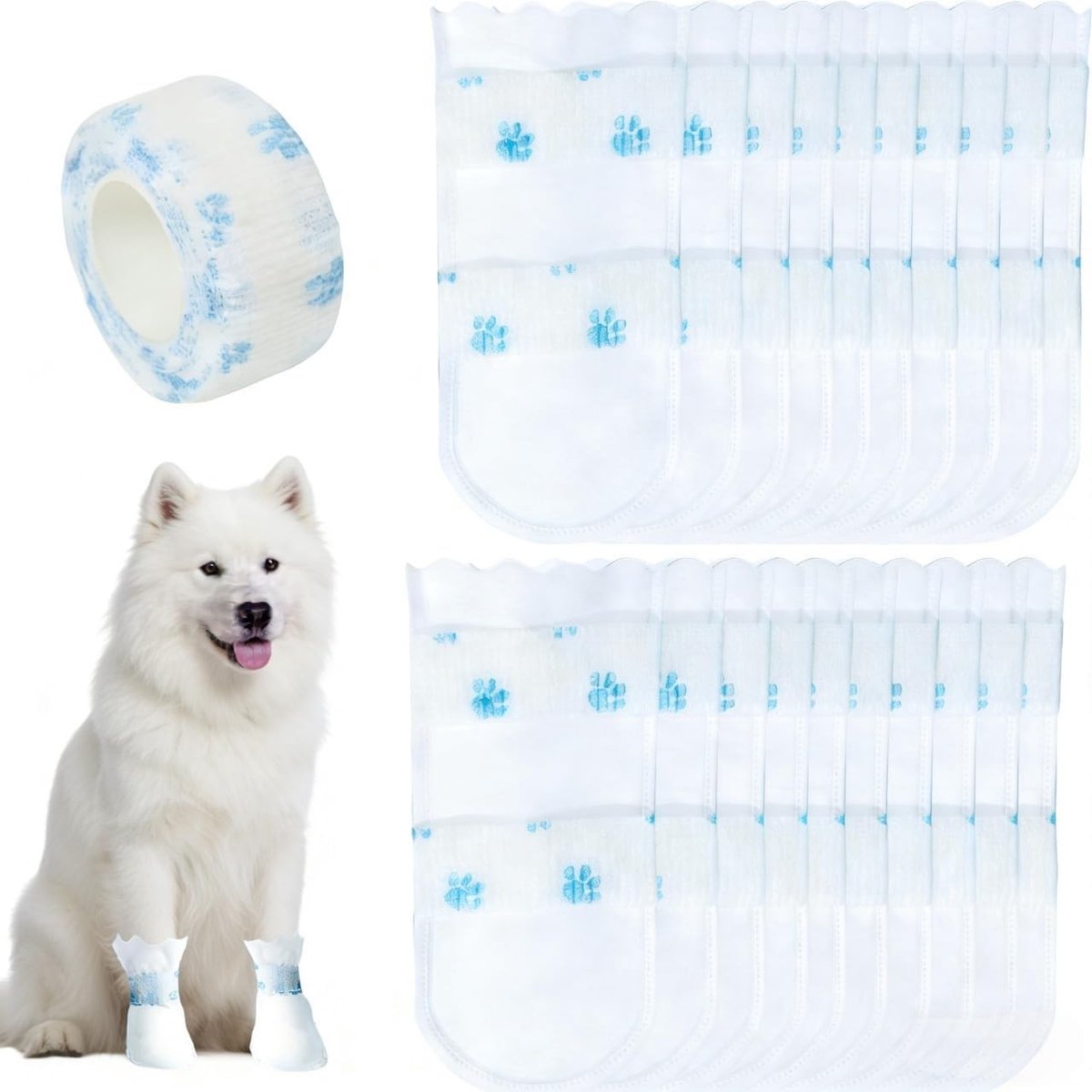 Wegwerp hondensokken - waterdichte hondenlaarzen voor wondverzorging, likpreventie en bescherming van poten voor honden van 15-40 lbs, geschikt voor binnen en buiten gebruik