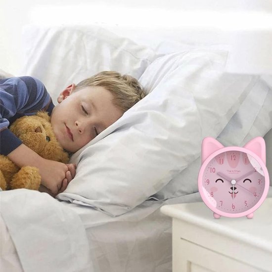 Dieren wekker - Kinderwekker Bureauklok - Tijd Leren - Stille Quartz Beweging - 87 cm - Roze — afbeelding 3