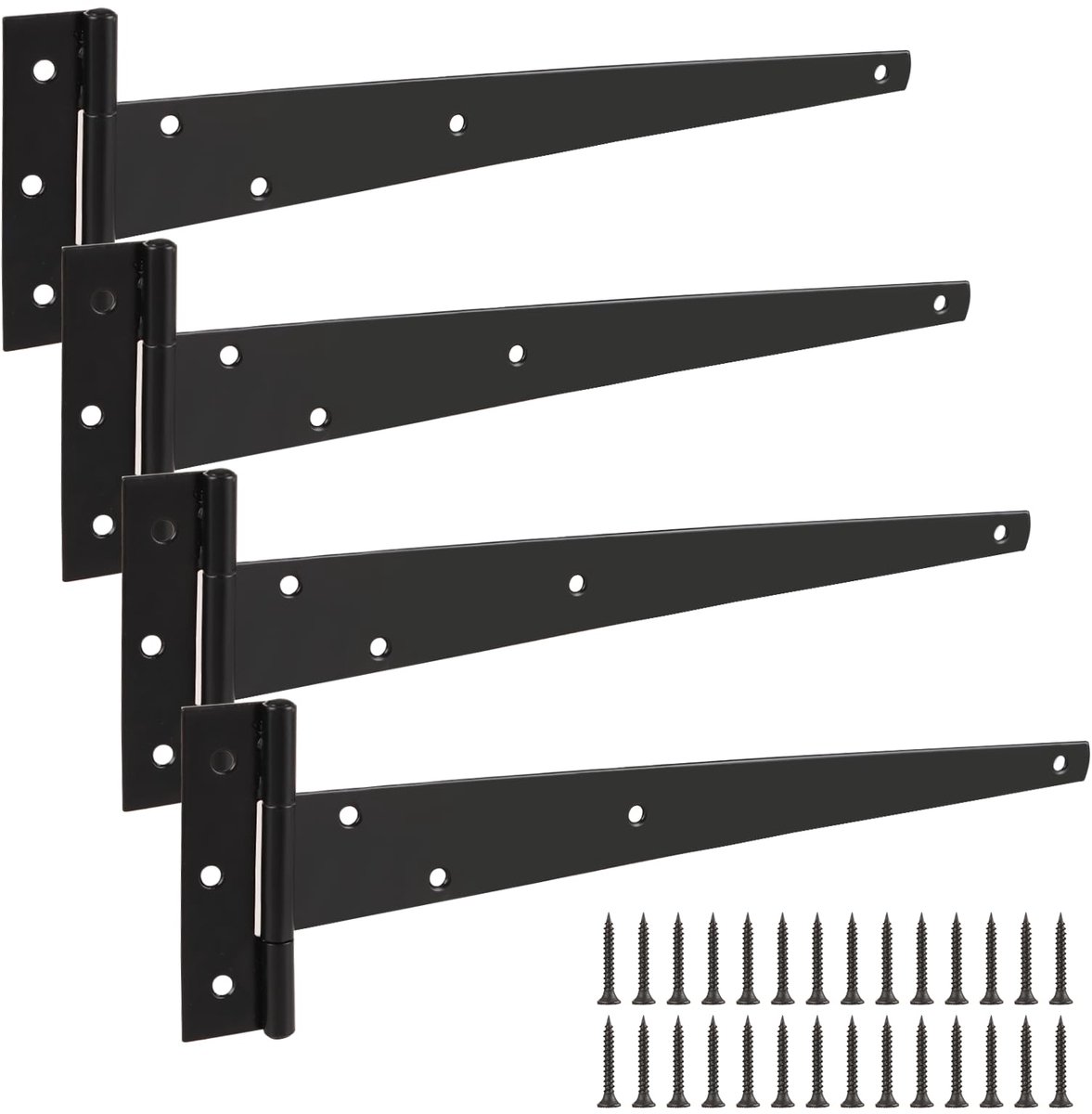 ASelected 4Pcs T Scharnieren 12In Heavy Duty Gate - Roestvrije Poeder Coating Tuinpoort Scharnieren Zwart Voor Tuin - ShopVlot