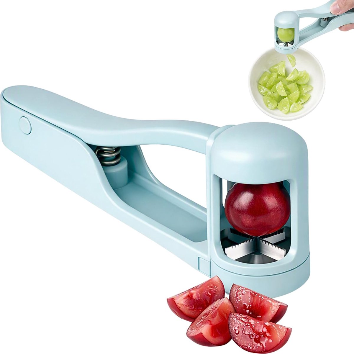 Druivensnijder en -snijder – Gereedschap voor het snijden van aardbeien en ander fruit – Roestvrijstalen druivensnijder voor kwartjes- geschikt voor salades- taartdecoratie en gebruik in de keuken
