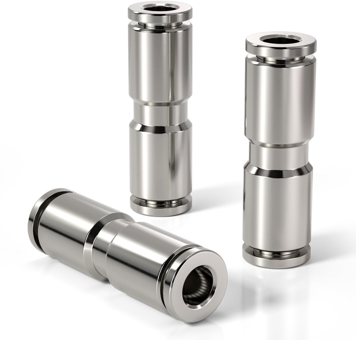Bwintech 3 Pcs 8mm Rechte Push in Connect Pneumatische Fitting, 2 Manier vernikkeld messing Quick Release PU Air Line - ShopVlot