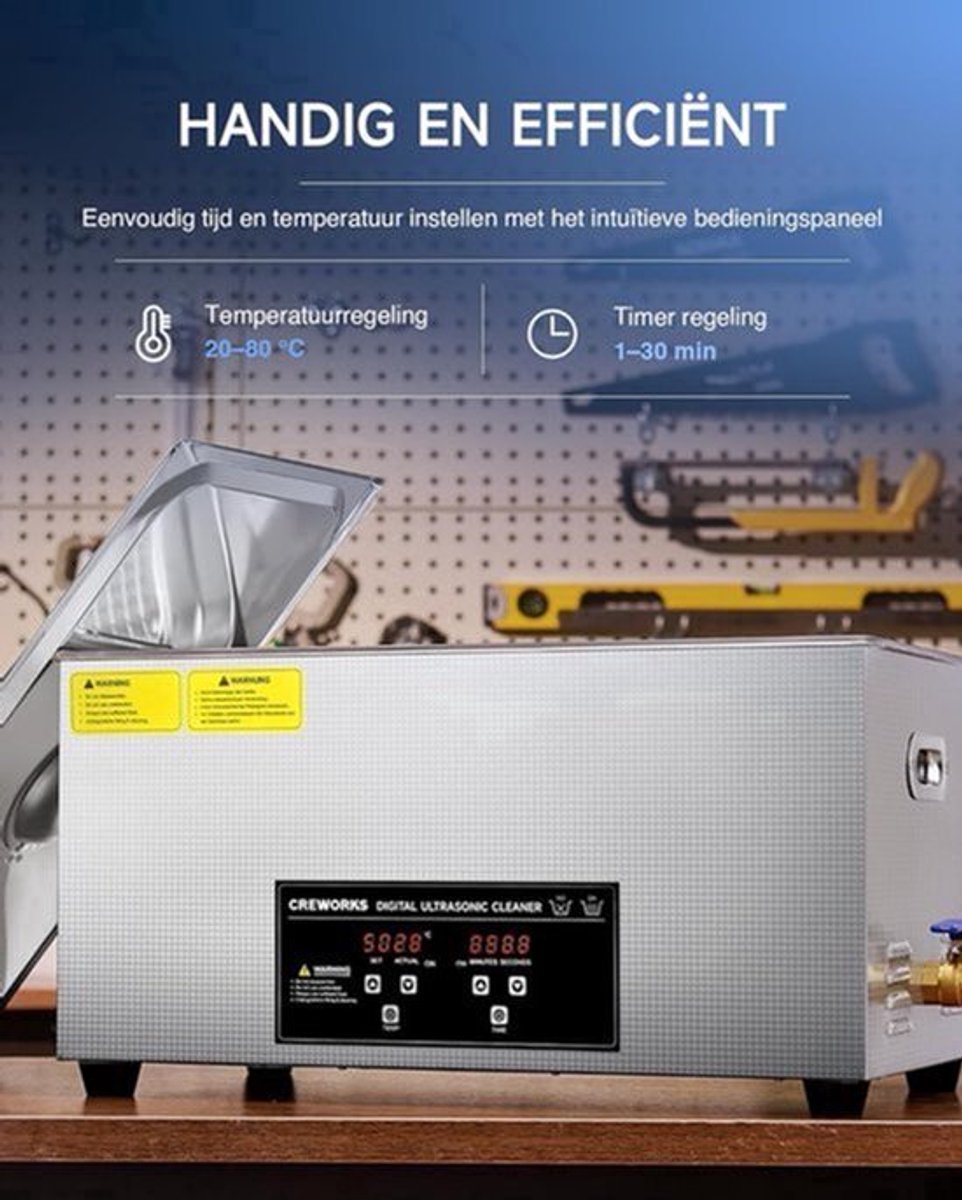 Ultrasone Reiniger – Ultrasoon Bad – Ultrasone Schoonmaker – Ultrasoon Machine – Roestvrij Staal – 480W Krachtig Vermogen – Instelbare Temperatuur en Timer