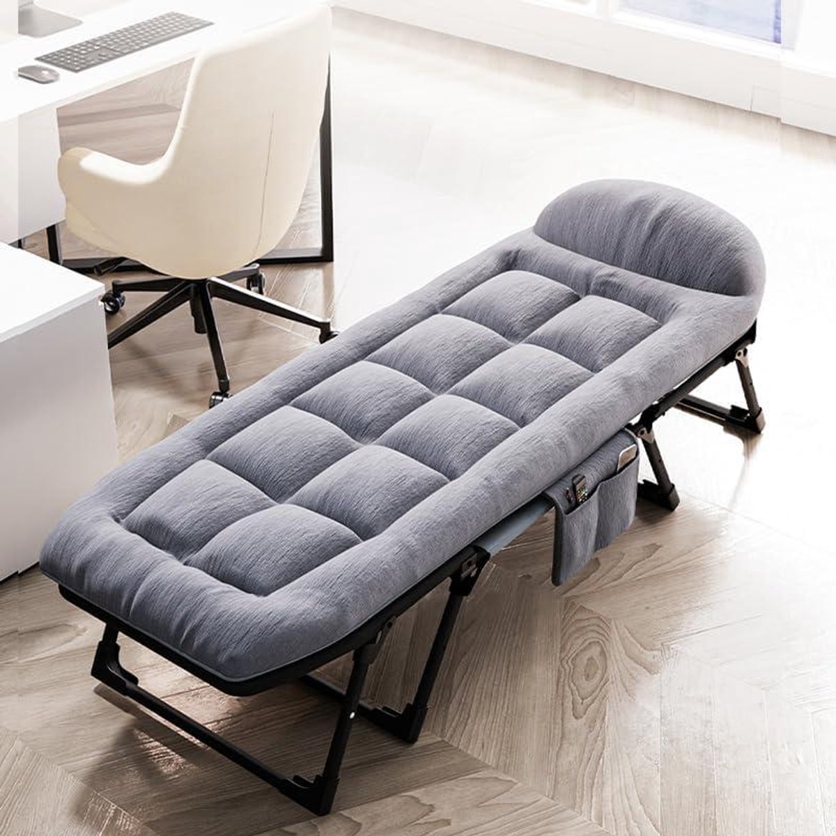 Veldbed Inklapbaar - Campingbed Logeerbed - Ontspannen Buiten - Robuuste Staalconstructie - 180x60cm - Grijs