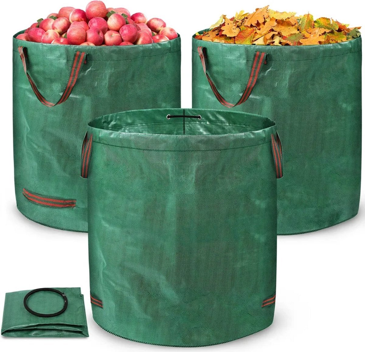 Opvouwbare Tuinafvalzak - Onkruidzakken - Bladzakken - 272L-Draagbare Vouwdesign - Versterkte Handvatten - Scheurbestendig Materiaal - 3-delig Set