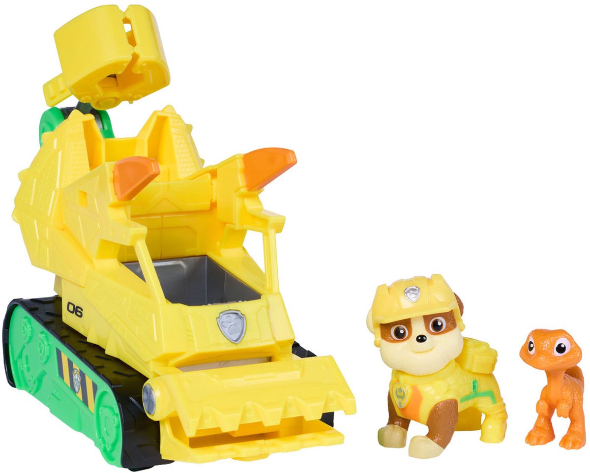 PAW Patrol - De Dinofilm - Dino Rescue Rubble's Dino Rescue Bulldozer Voertuig - Met Hapactie, bewegende klauw en 2 actiefiguren — cadeau in Spellen & Speelgoed - foto 6