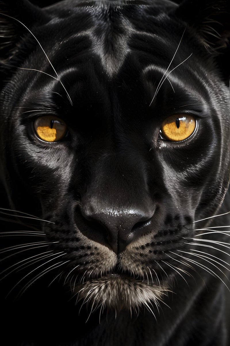 Zwarte Panter Poster - Zwart Wit - Gele Ogen - Dieren - posters - formaat 70x100cm - Wanddecoratie - L1271MT