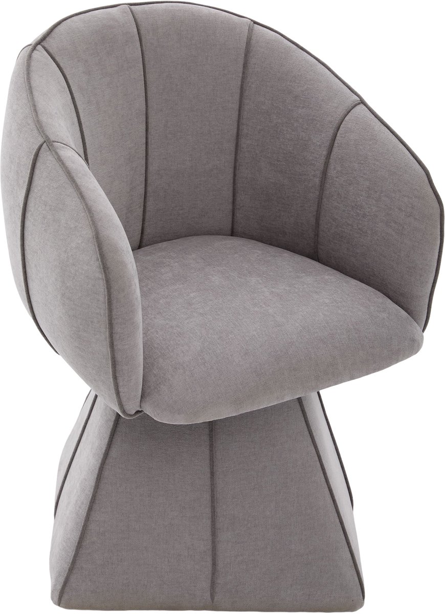 Grijze Chenille Draaistoel - Ergonomische Stoel Met Hoge Rugleuning - 360 Graden Draaibaar - Slaapkamer Stoel Voor Volwassenen - 56x54x74,5cm - Grijs