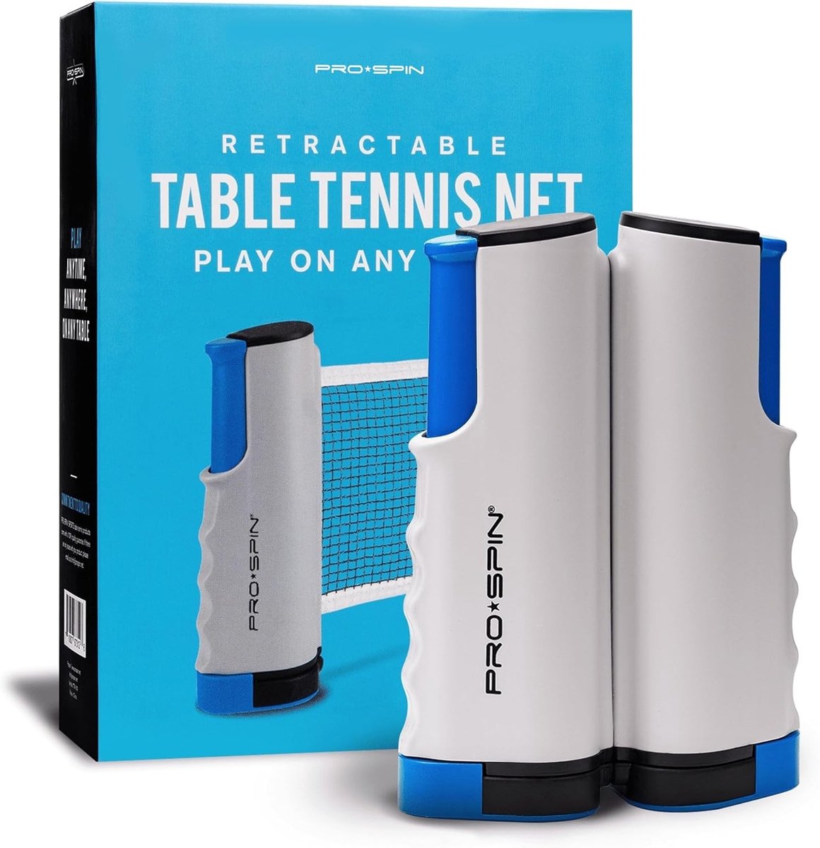 Draagbaar Pingpongnet - Blauw - Intrekbaar - Voor Elke Tafel met Opbergtas