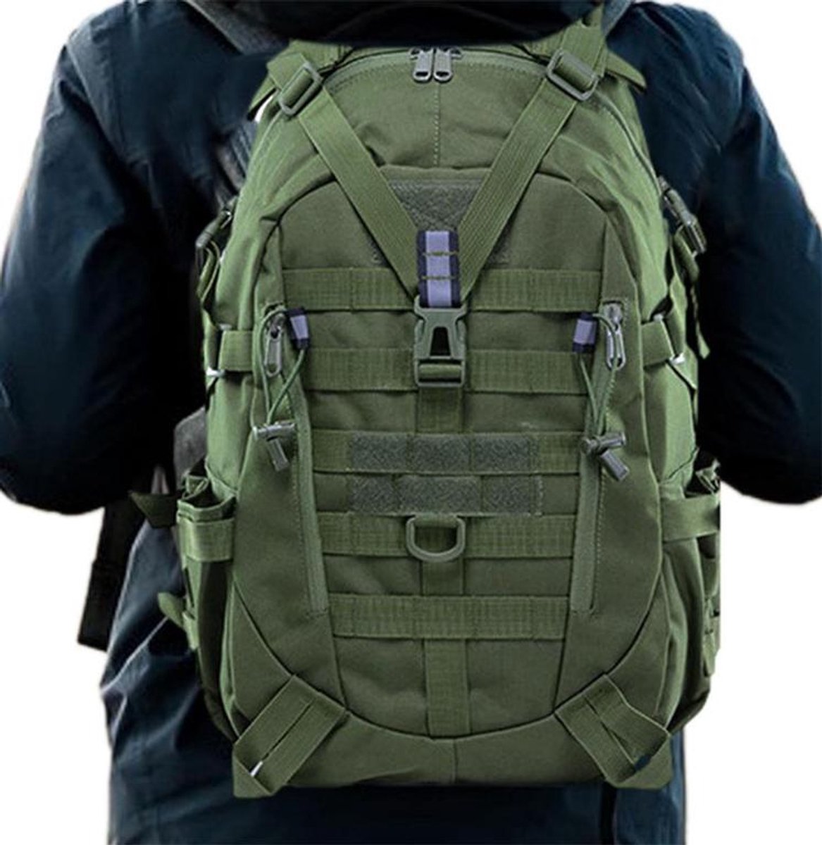 KZQ Rugzak - Outdoorrugzak - Militaire rugzak - Noodrugzak - Wandelrugzak - Waterdicht - Ontwerp met meerdere vakken - Legergroen