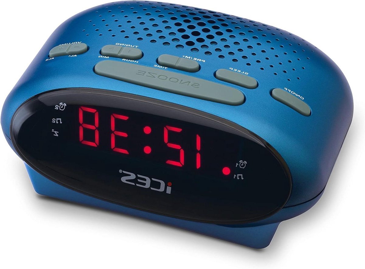Klokradio - Wekkerradio - Wakker Worden - Dubbele Wektijden - 06 inch display - Blauw