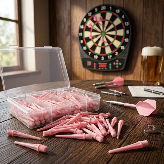 Roze dart tips soft tip set 120 stuks darts accessoires kunststof dart punten vervangbare soft tips voor elektronische dartborden inclusief opbergdoosjes — afbeelding 5