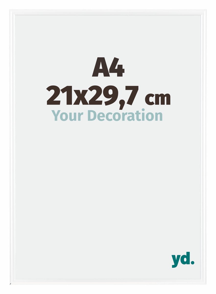 yd. Your Decoration - Fotolijst A4 21x 29,7 cm - Kunststof - Wit Hoogglans - Bordeaux