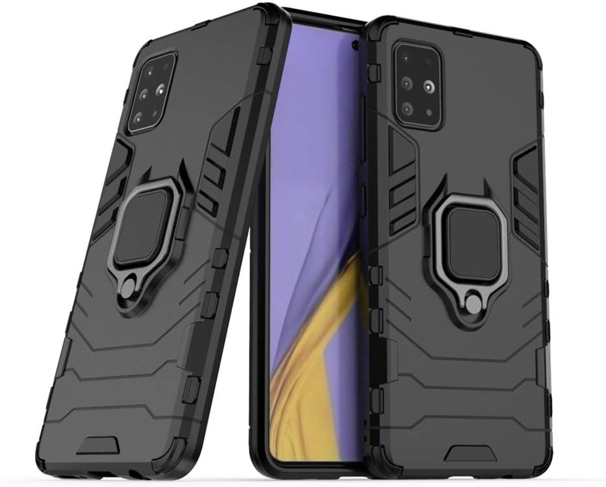Compatibel met Galaxy A51, M40S Hoesje, 360 Graden Ring Standaard Schokbestendige Hoes voor Samsung Galaxy A51, Galaxy M40S (Zwart)