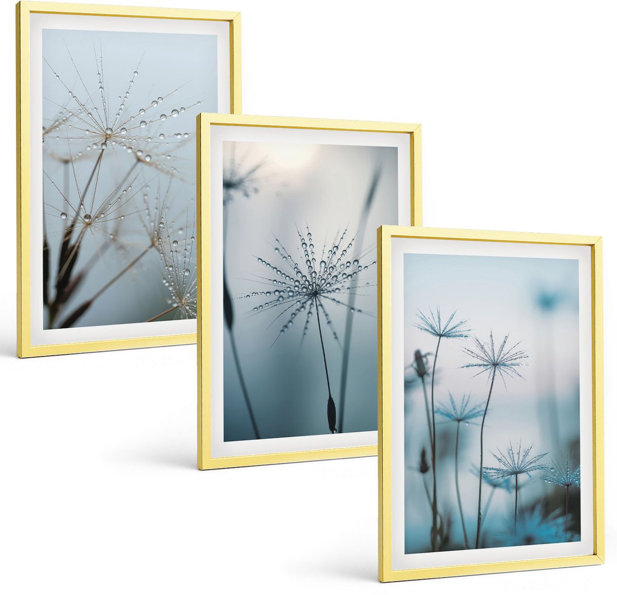 Coloray 3-Delige Schilderij Set - Berglandschappen Met Een Fiets En Een Herfstboom - 40 x 40 cm En 40 x 60 cm - Muurdecoratie - Wanddecoratie - Hal