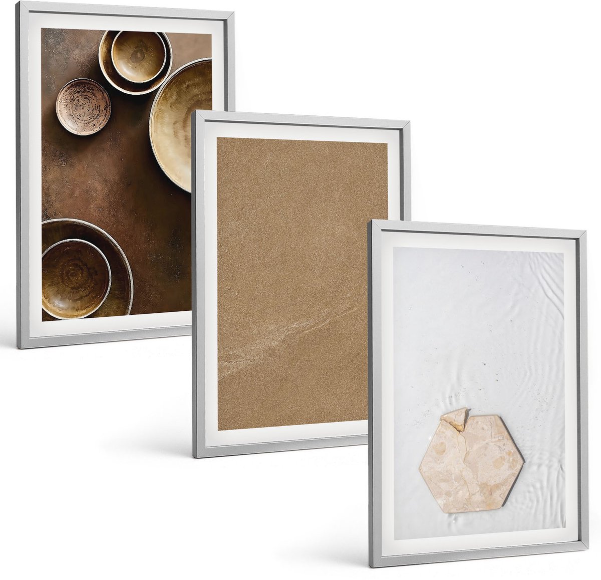 Coloray 3-Delige Schilderij Set - Minimalistische Texturen In Warme Kleuren - 40 x 60 cm - Wanddecoratie - Moderne Interieurdecoratie - Woonkamer Decoratie