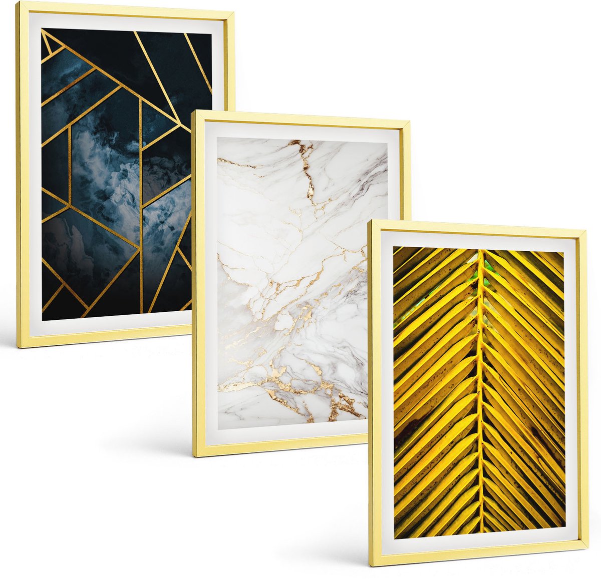 Coloray 3-Delige Schilderij Set - Vintage Bloemen, Katten En Planten In De Natuur - 40 x 40 cm En 40 x 60 cm - Wanddecoratie - Woonkamer Decoratie - Decoratieve Schilderijen